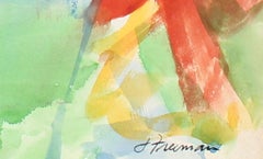 Female Nude with Blue Hair, Watercolor Figure, Circa 1960s