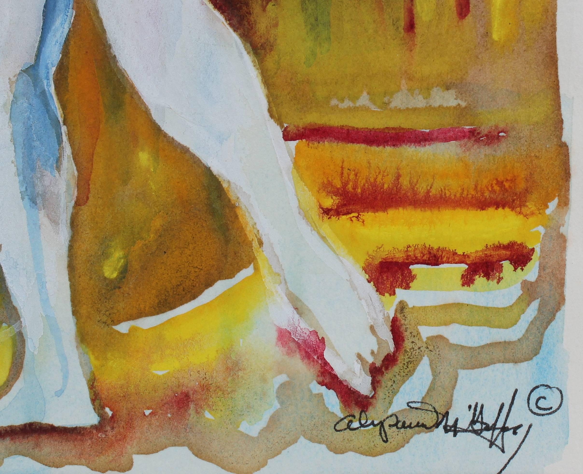 Figure with Child, Watercolor Painting, Circa 1960s - Art by Alysanne McGaffey