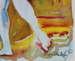 Figure with Child, Watercolor Painting, Circa 1960s