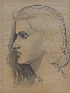 Female Profile Portrait in Graphite, Circa 1920s