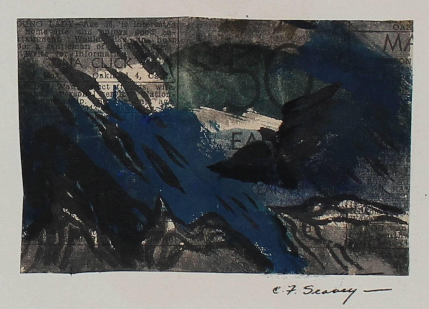  Abstract in Blue, Gouache on Newsprint, 1946
