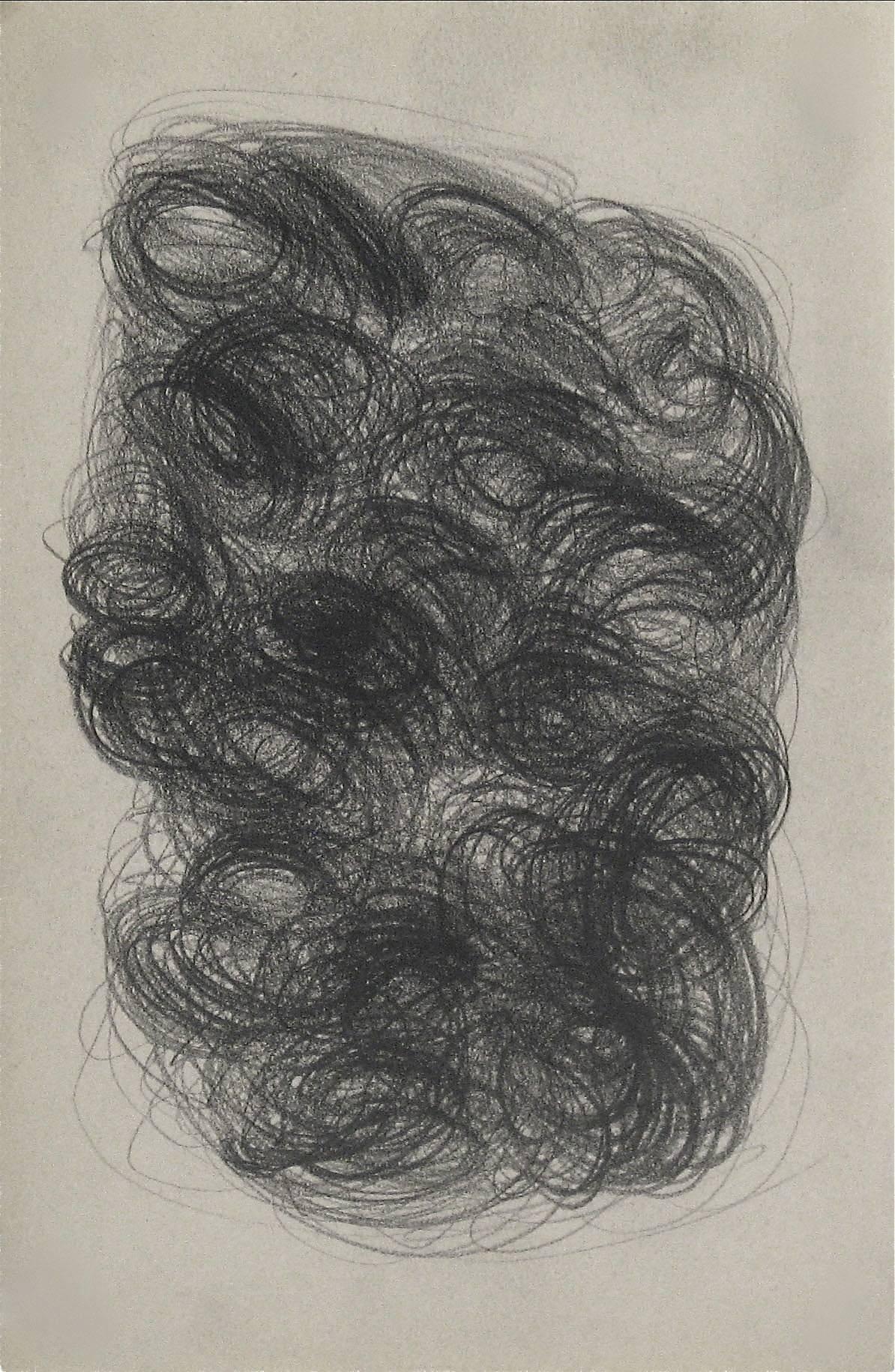 Jennings Tofel Abstract Drawing - Swirled Abstract in Graphite, Framed, Circa Mid 20th Century