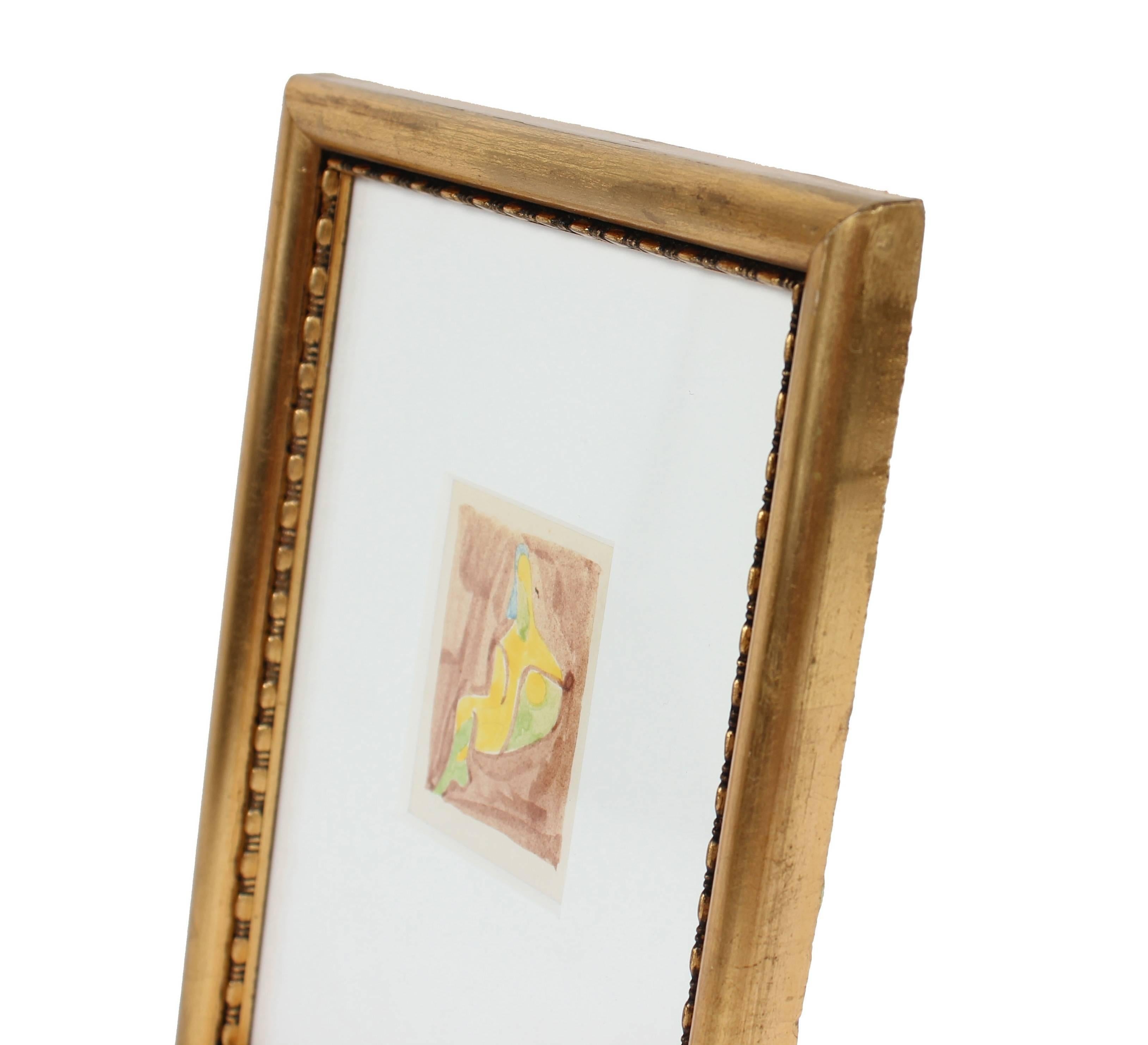 Petite Abstracted Figure in Felt Marker, Framed, Circa 1970s - Art by Dellard Cassity