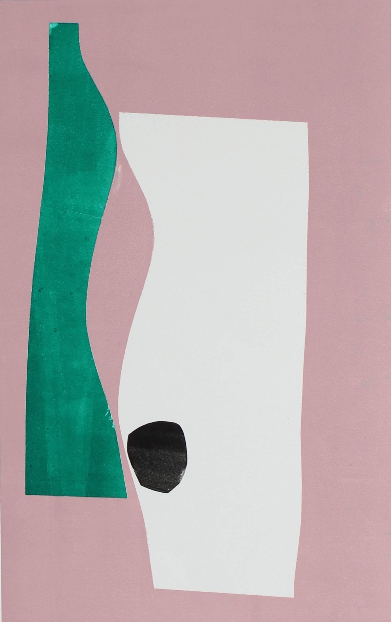 Minimal Abstract Monotype in Pink, 20th Century - Print by Calvin Anderson