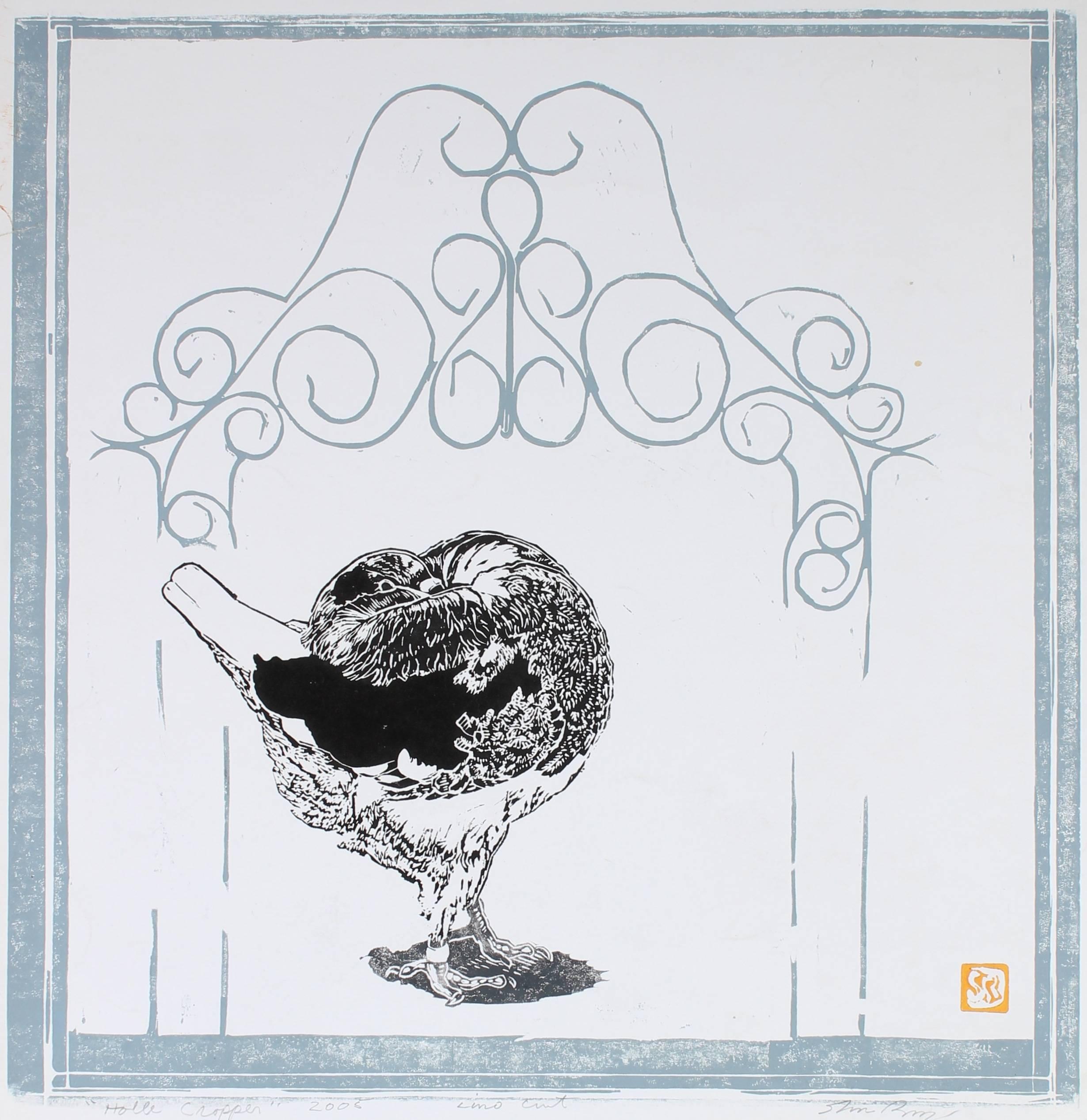Steve Rogers Animal Print - "Holle Cropper" Chicken Linocut Print, 2005