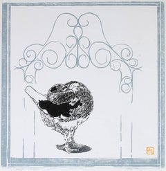 "Holle Cropper" Chicken Linocut Print, 2005