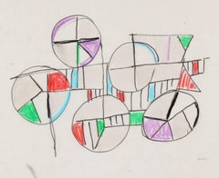 Circular Abstract in Oil Pastel, Circa 1960s