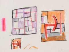 Geometric Abstract in Oil Pastel, Circa 1960s
