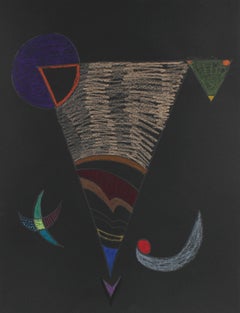 Triangle Abstract on Black in Pastel, 1972