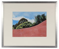 "Pink Meadow" Mendocino Landscape in Watercolor and Ink, 2016