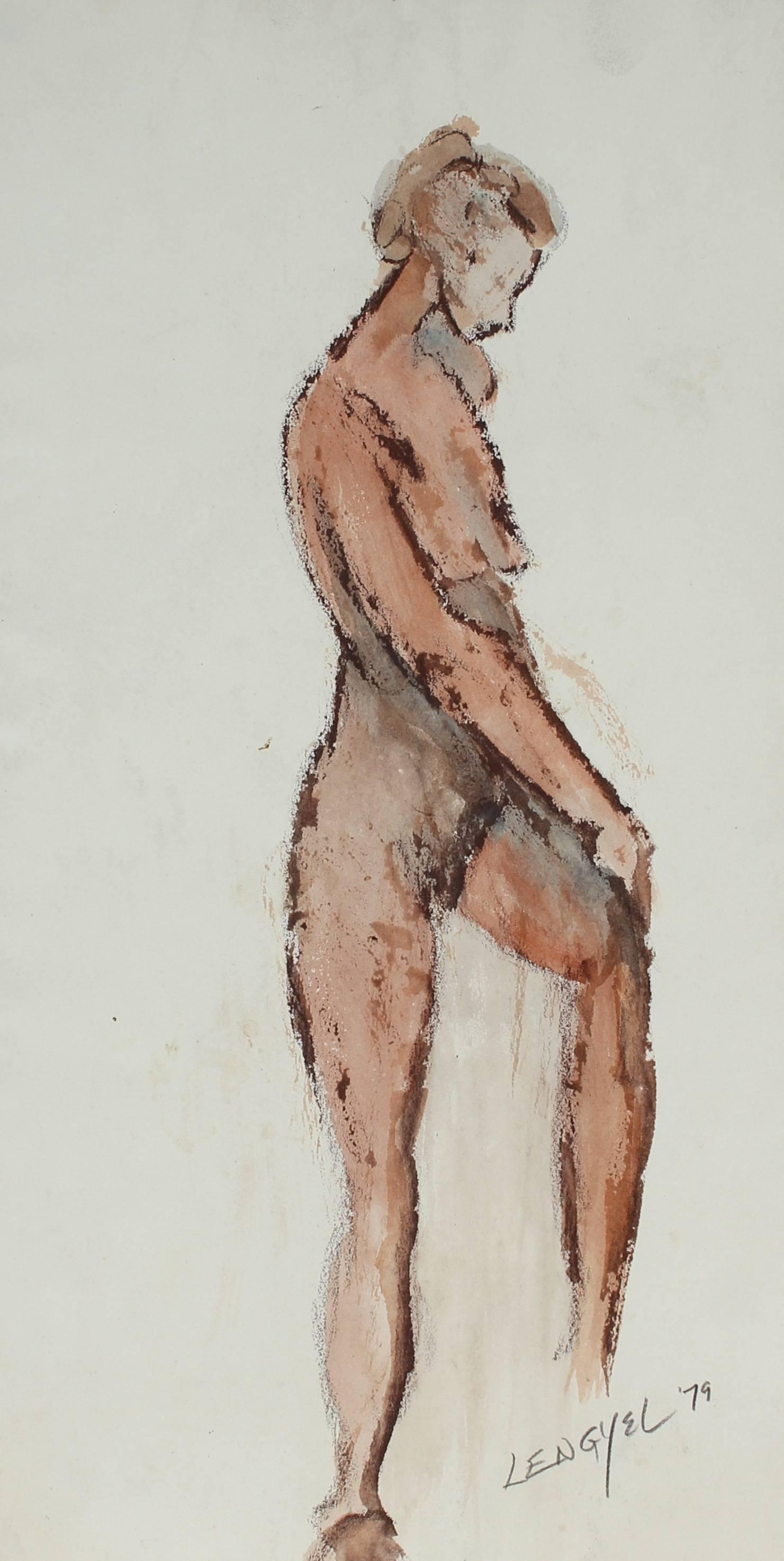 Female Nude Figure in Watercolor, 1979