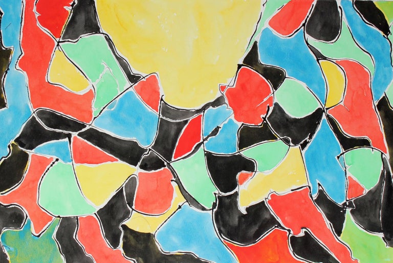 jacob semiatan abstract in primary colors watercolor painting