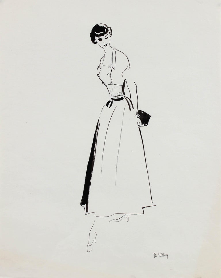 Marjorie Ullberg - Mid Century Fashion Illustration in Gouache at 1stdibs