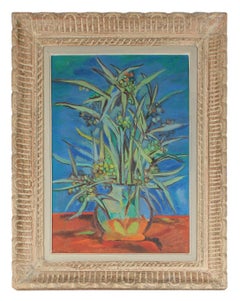 "Mimosa (Blue)" Floral Still Life in Oil, 1949