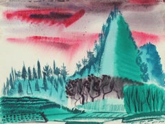 Modern Landscape Drawings and Watercolors
