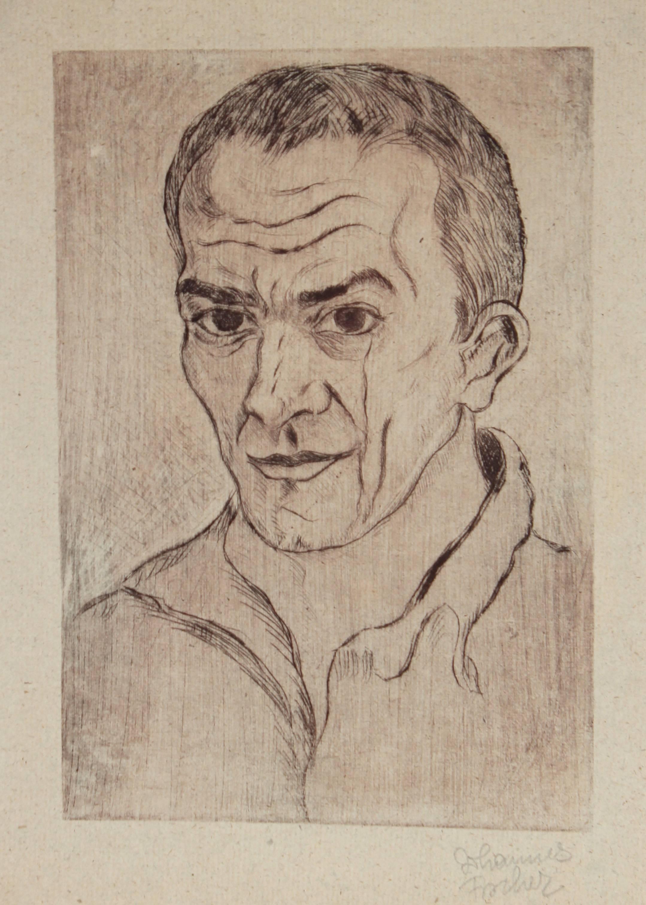 Vienna Secessionist Portrait Etching, 1920s 2