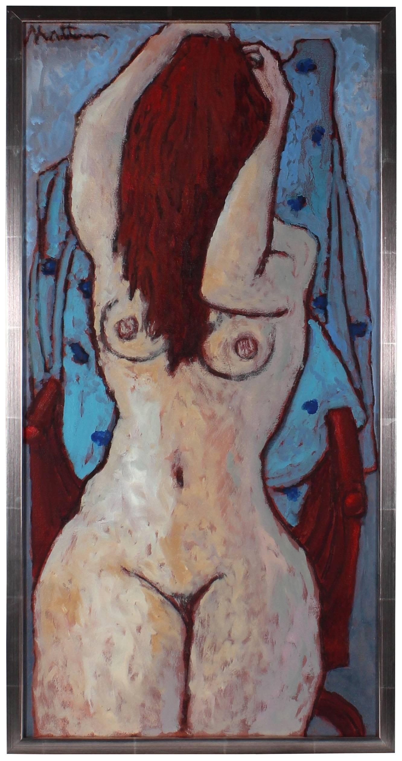 Rip Matteson Nude Painting - "Transient" Modernist Figurative Oil Painting, 2007