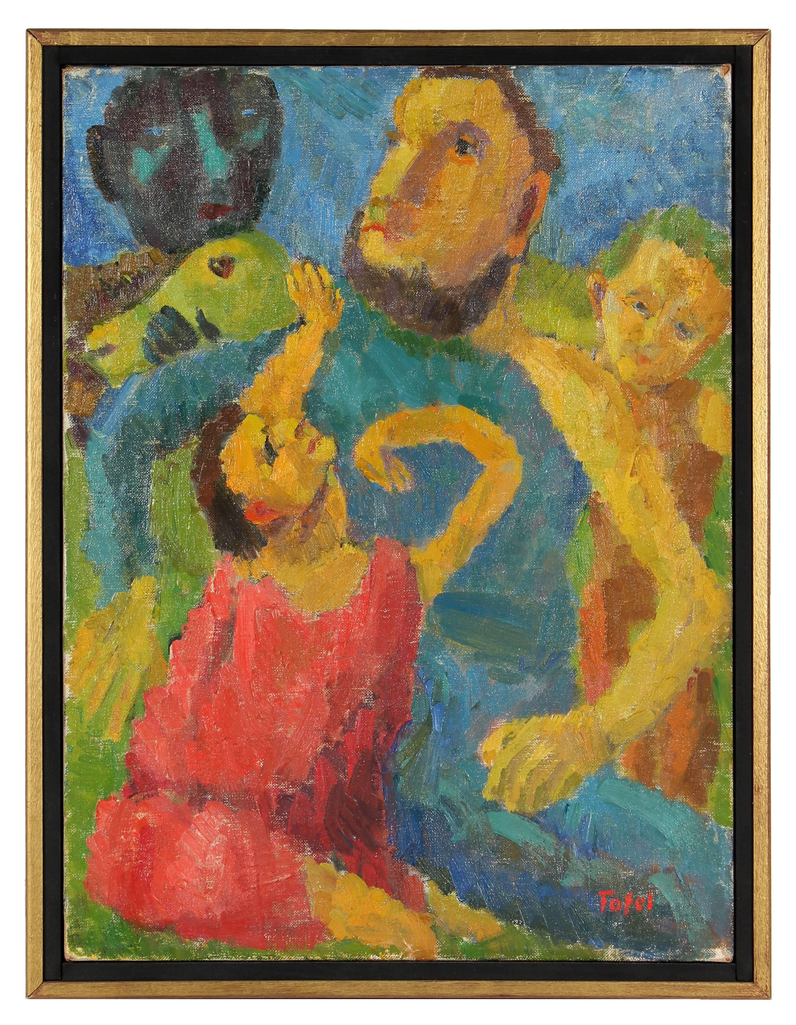 Jennings Tofel Portrait Painting - "Sacrifice of Isaac" Expressionist Oil Painting, 1955