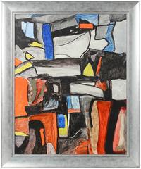 Mid Century Abstract Painting by Bauhaus Artist Gustav Friedmann