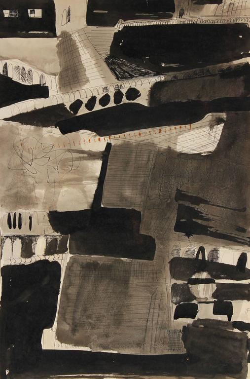 Jack Freeman Abstract Expressionist 1960s Ink Wash by Jack Freeman at