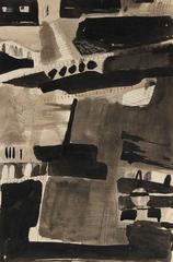 Abstract Expressionist 1960s Ink Wash by Jack Freeman
