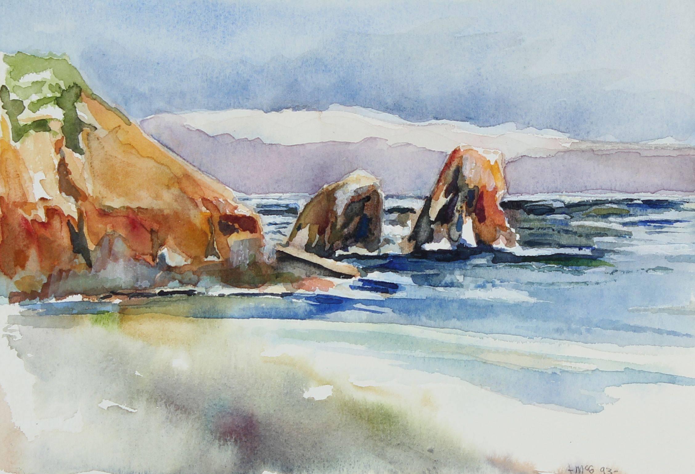 Bay Area Seascape Watercolor - American Impressionist Art by Alysanne McGaffey