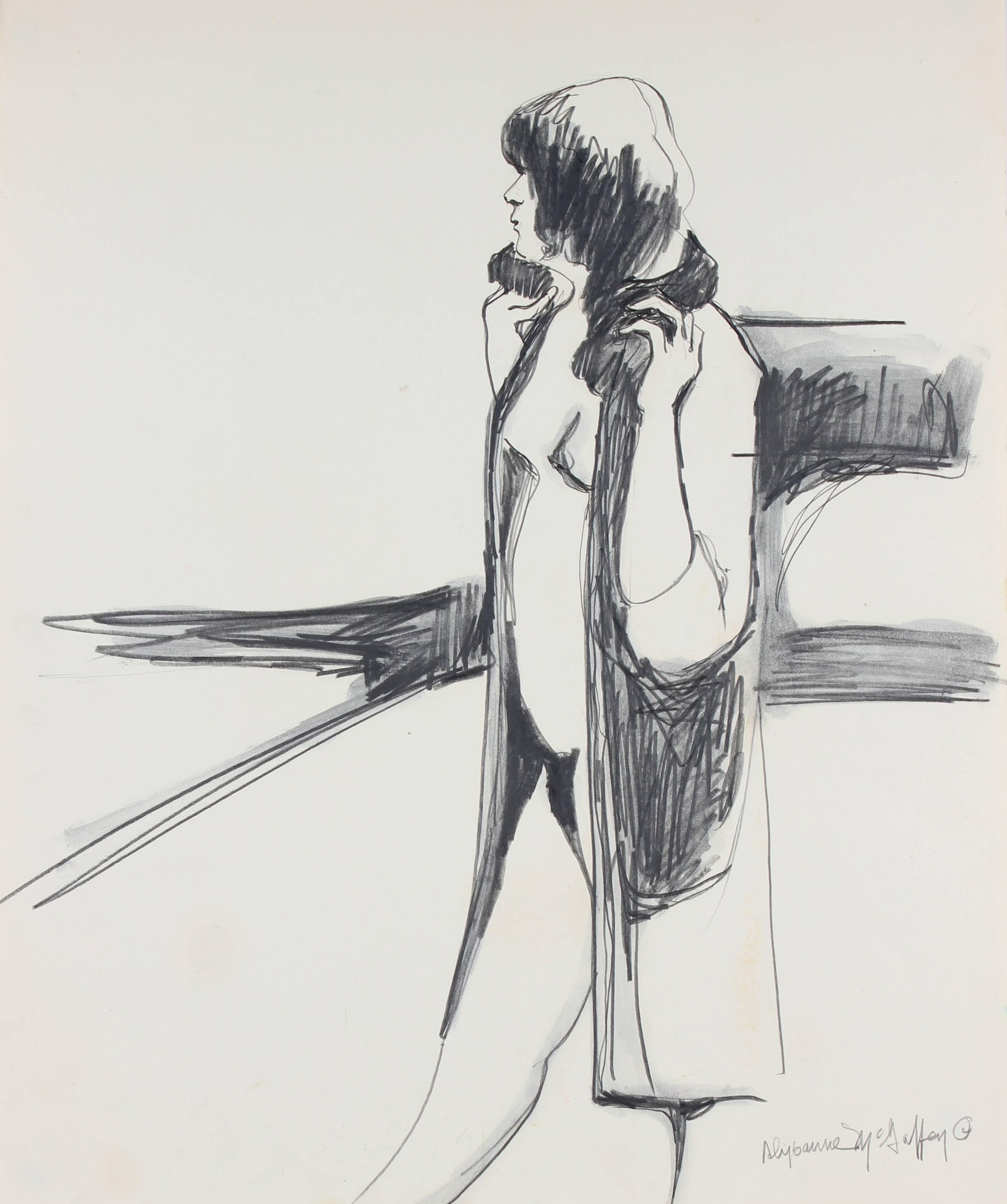 Alysanne McGaffey Nude - Bay Area Figurative Sketch in Graphite, Circa 1960