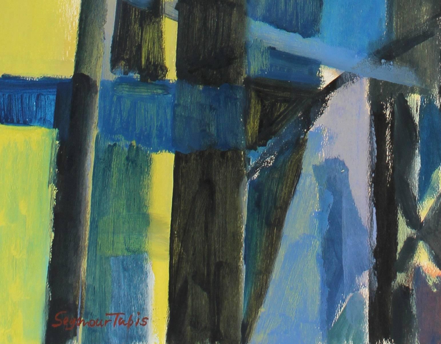 Mid Century Abstracted New York Bridge by Seymour Tubis For Sale 1