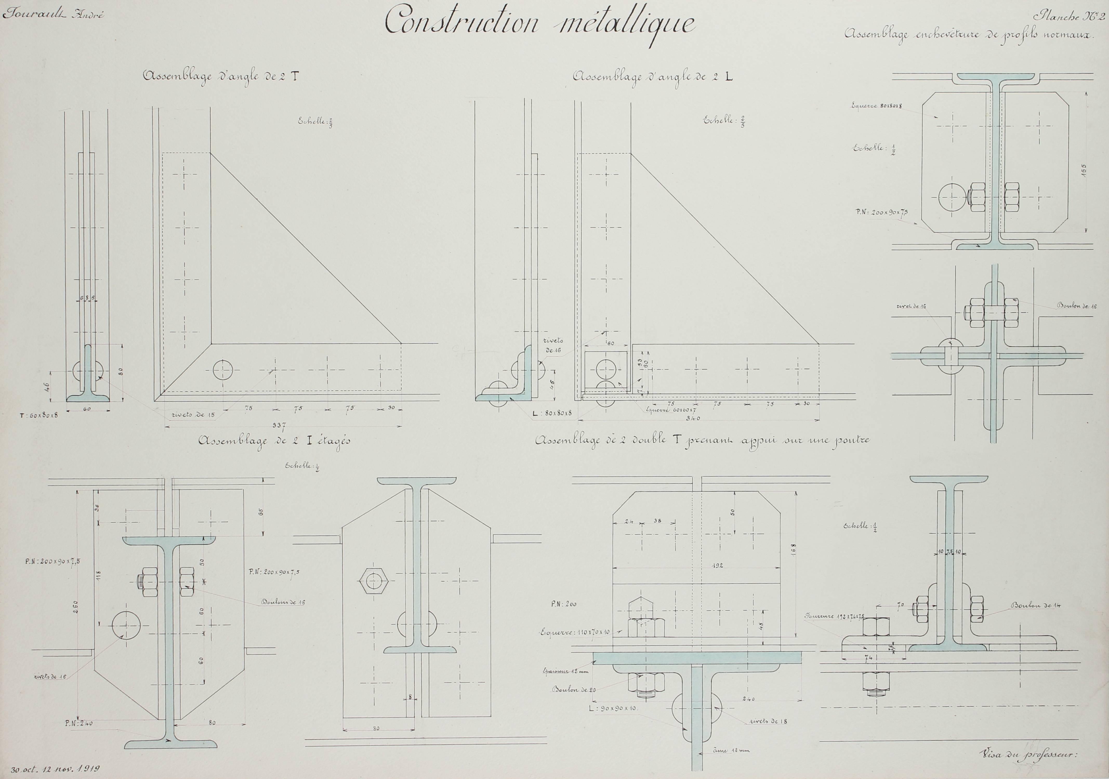 X French Engineering Drawing - Academic Painting by Andre Fourault