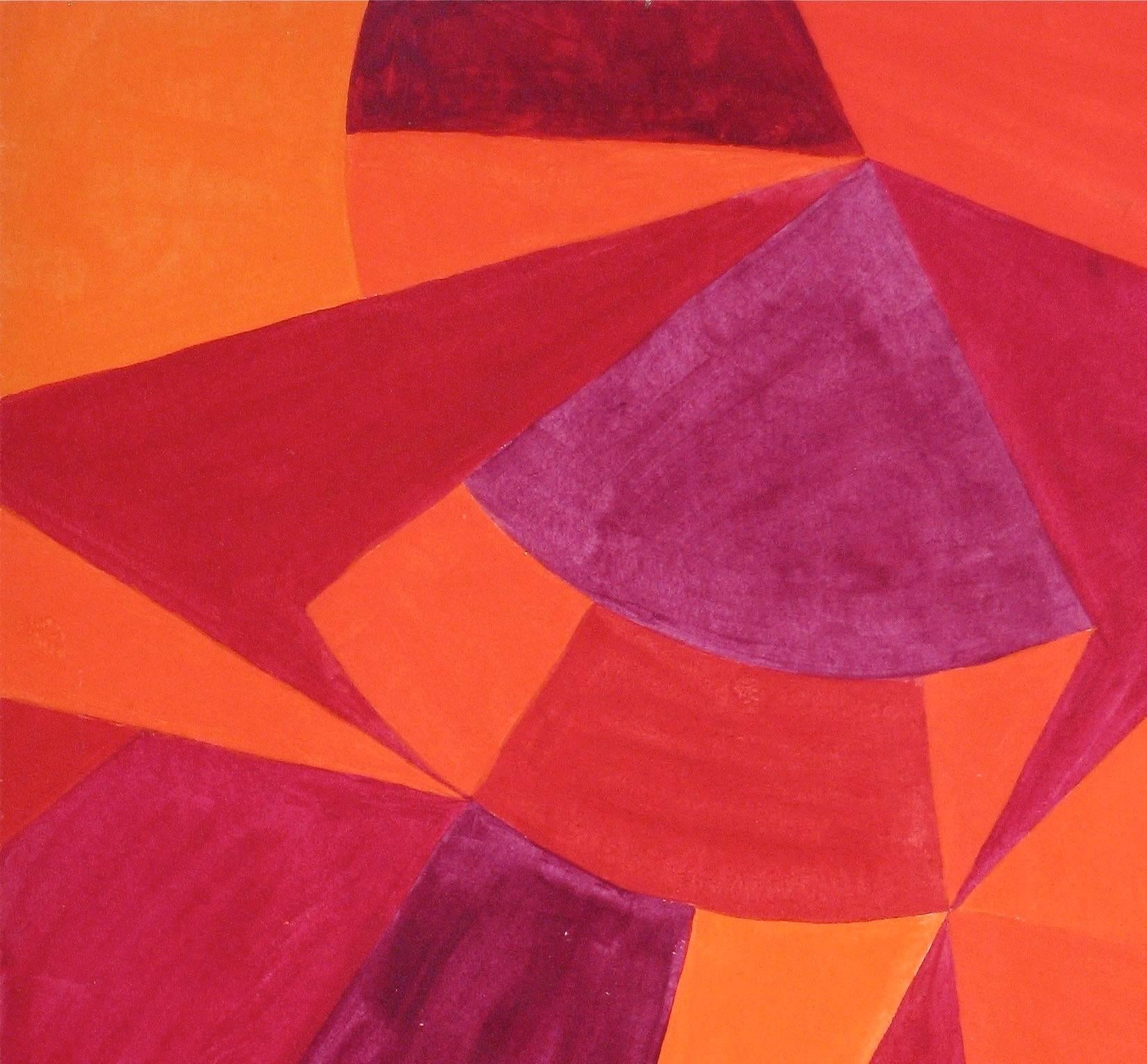 Bright Geometric Abstract, Acrylic on Paper, Circa 1966 - Art by Alexandra Docili