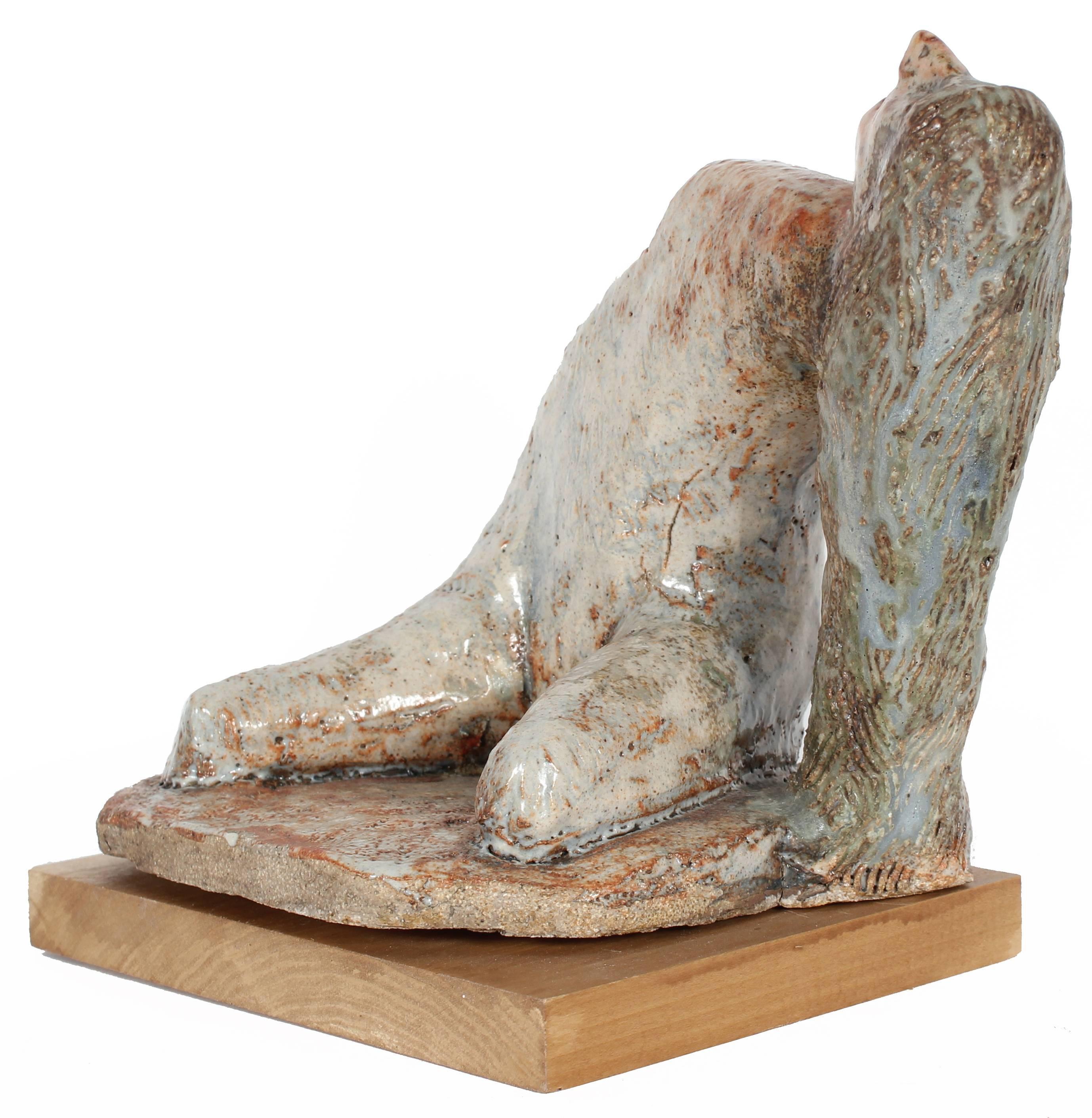 Arched Female Form Glazed Ceramic Sculpture, 2006 - Brown Nude Sculpture by Dave Fox