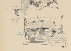 Seated Parisian Woman, Charcoal Drawing, Circa 1905