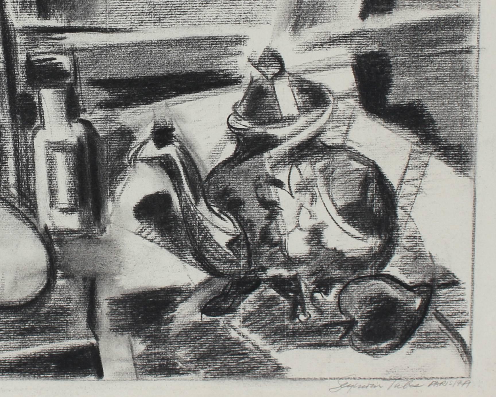 Cubist Charcoal Still Life, 1949 - Art by Seymour Tubis