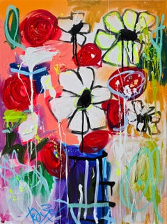 FLORAL CHAOS 24" x 18" - Un bouquet colorato e vivace di fiori selvatici