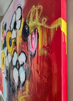 FLORAL FIRESTORM 56" x 56" - Un ramo de flores silvestres lleno de color y vitalidad