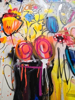 BLOOMING CHAOS 60"X 48" - A colourful, vibrant bouquet of wild flowers