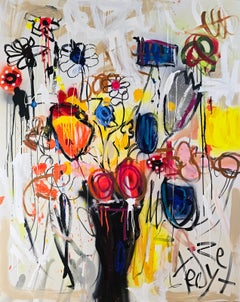 BLOOMING CHAOS 60"X 48" - A colourful, vibrant bouquet of wild flowers