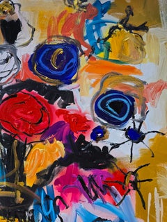 GOLDEN VASE VIBRANCE 60"X 48" - A colourful, vibrant bouquet of wild flowers