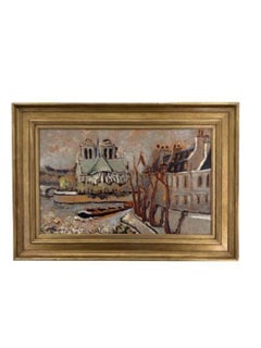Ramon Dilley French Impressionist Notre Dame Paris River Scene Oil Painting