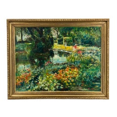 Max Agostini French Impressionist Summer Stroll Figurative Landscape Oil