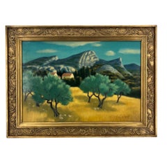 Yves Ganne, post-impressionista e modernista francese, olio su tela, colori vivaci, cornice originale
