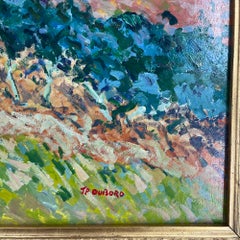 Riccardo Chirici Italian Impressionist Wildflower Stream Landscape Oil Painting