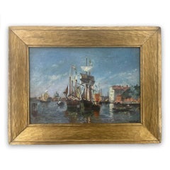 Arthur Vidal Diehl Venetian Harbor Scene With Gondolas, English-American