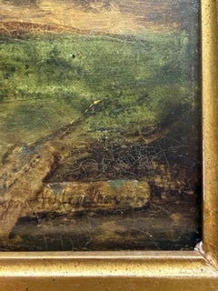 Peinture à l'huile représentant un paysan et des animaux, Belgique, XIXe siècle, signée, 30,5 x 22,5