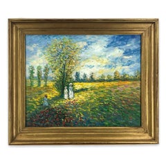Field of Flowers Oil Painting, French Impressionist, Signed, 20x16.5