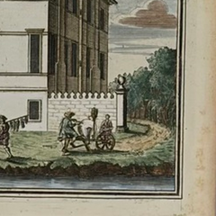Rare 18th Century Hand-Colored Citrus Botanical Engraving, Italian Villa