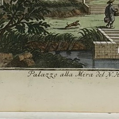 Rare 18th Century Hand-Colored Citrus Botanical Engraving, Italian Villa