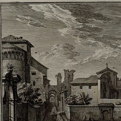 18th Century Italian Rome / Tiber River Architectural Engraving by Guiseppi Vasi