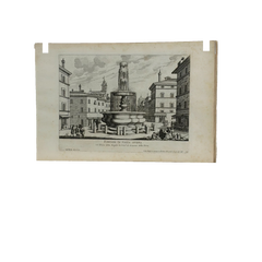 17th Century Italian Fountains of Rome Architectural Etching, circa 1691