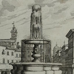 17th Century Italian Fountains of Rome Architectural Etching, circa 1691